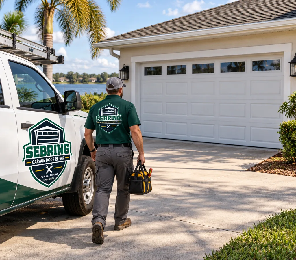 Newly installed modern steel garage door on a Florida home with clean, level reveal lines